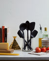 A few tools of the GIR 10 Piece Black Best Seller Too Set in a kitchen setting.