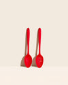 The Red 2 Piece Spoon Set on a cream background. 