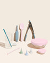The GIR 6 Piece Pastel Essential Picnic Set displayed on a pink background. 